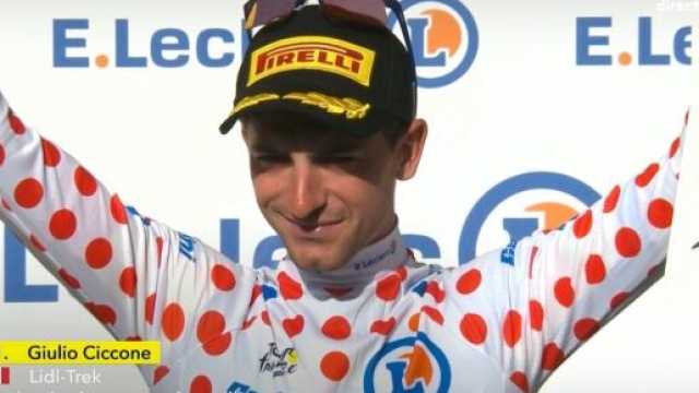 Ciclismo, Giulio Ciccone in maglia a pois al Tour de France.