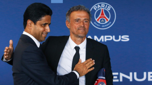 Nasser Al-Khela&iuml;fi et Luis Enrique au Campus PSG (capture Twitter @LMDPSG)