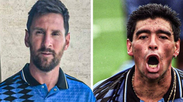 Lionel Messi a rendu hommage &agrave; Diego Maradona en portant sa tunique lors du mondial 1994. (@ESPNFC)