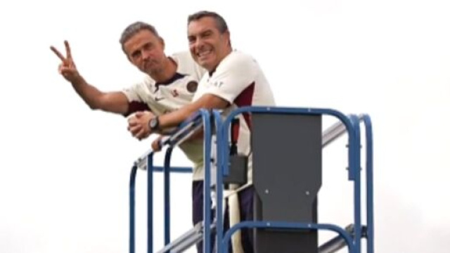 Les entra&icirc;nements de Luis Enrique vus d'en haut (capture Twitter @psgcommunity_)