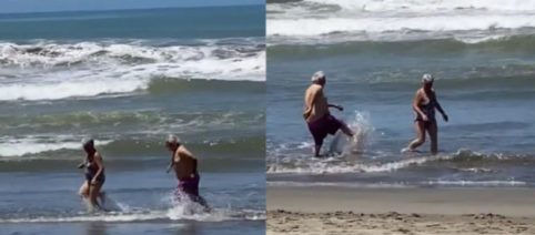 El emotivo vídeo de una pareja mayor jugando en la playa se hace viral