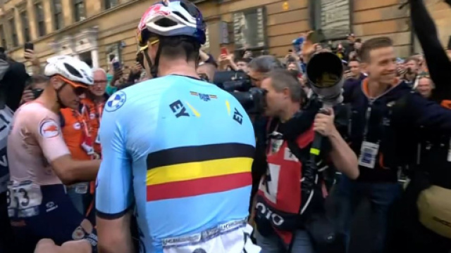 Mathieu Van der Poel e Wout van Aert ai Mondiali di ciclismo di Glasgow.