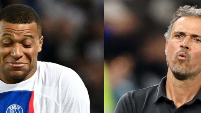 Kylian Mbapp&eacute; et Luis Enrique sous les couleurs du PSG (capture Twitter @panams75)