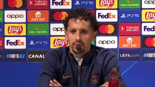 PSG : Marquinhos en conf&eacute;rence de presse (capture Twitter @CanalplusFoot)