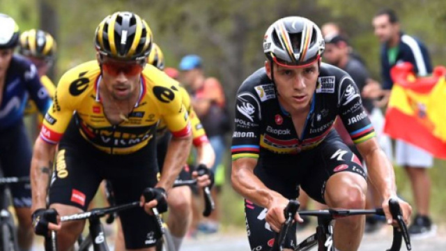 Ciclismo, Remco Evenepoel e Primoz Roglic alla Vuelta Espana.