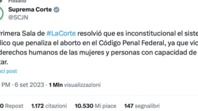 Twitter - Corte Suprema del Messico