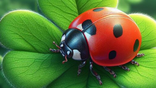 coccinella della buona sorte sul quadrifoglio - &copy; Bing IA.