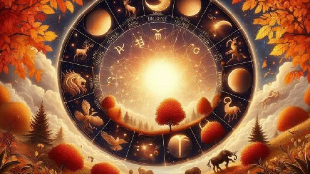 orologio astrologico su sfondo autunnale &copy; DALL-E