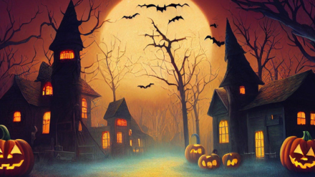 Notte di Halloween con zucche, luna piena e pipistrelli - &copy; Pixabay.