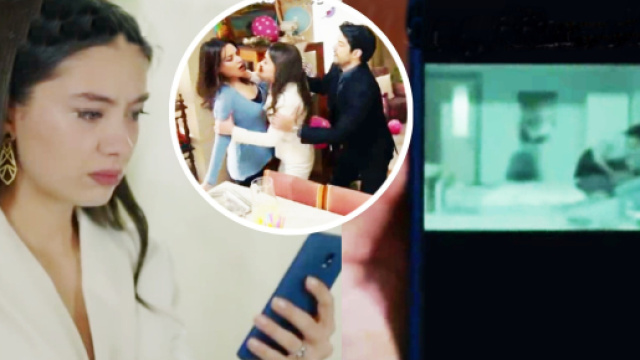 Nihan guarda il video di Zeynep che soffoca Ozan, screenshot &copy; Endless Love