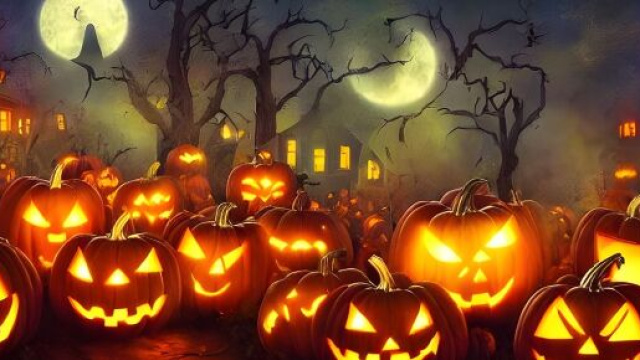 Zucche di Halloween illuminate &copy; Pixabay.