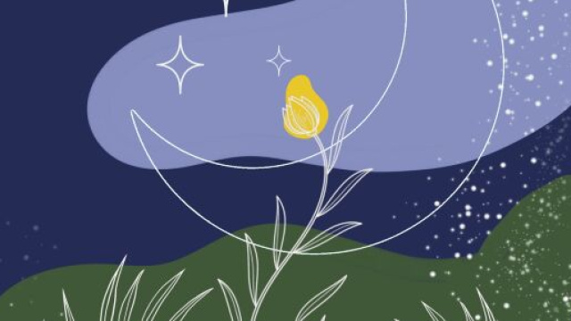 Luna e fiore stilizzati - Immagine di &copy; Pixabay.