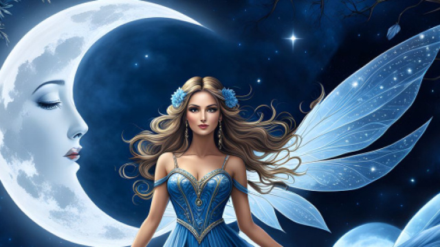 Fata del sogno con falce di luna sullo sfondo &copy; Pixabay