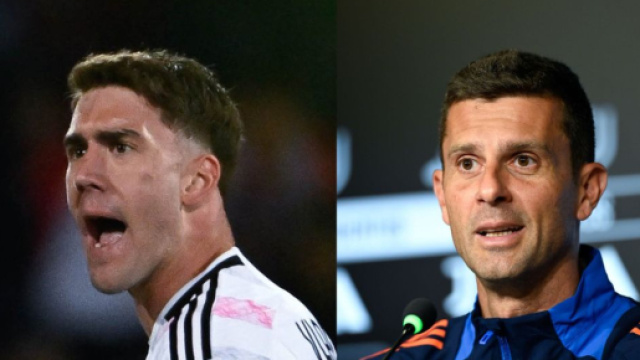 Dusan Vlahovic e Thiago Motta. Foto &copy; Juventus FC