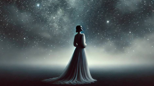 Donna tra le stelle - immagine generata con &copy; IA.