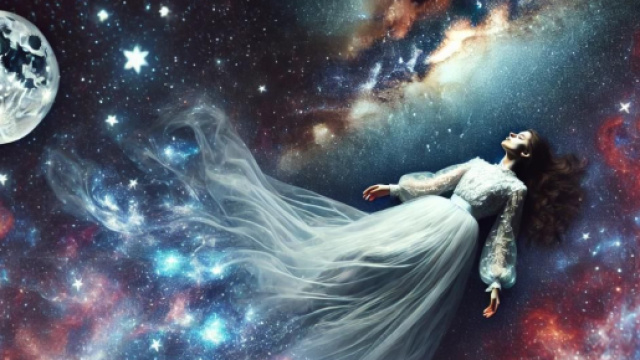 Una donna tra le stelle - foto generata con &copy; IA.