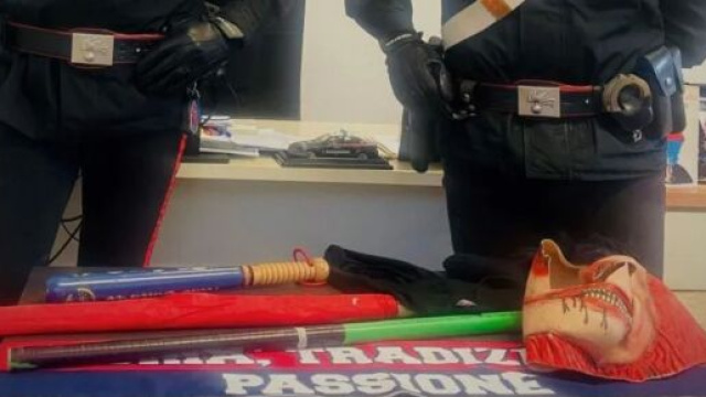 Le armi sequestrate dai Carabinieri ai tifosi del Crotone - &copy; Carabinieri