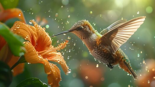 Colibr&igrave; con fiore - Immagine di &copy; Pixabay.