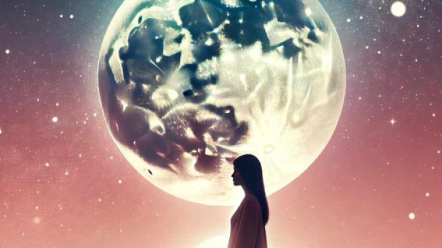 Donna con luna alle spalle - immagine &copy; IA