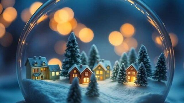 Una palla di neve con alberi e case (&copy;pixabay.com).