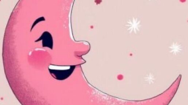 Luna rosa con faccia sorridente &copy; Grox AI X