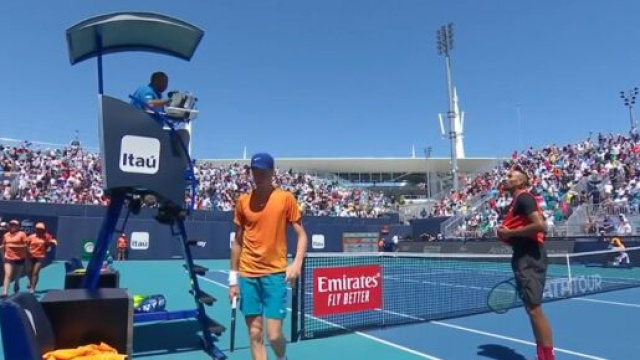 Sinner contro Kyrgios nel loro unico precedente - screenshot &copy; Sky Sport.