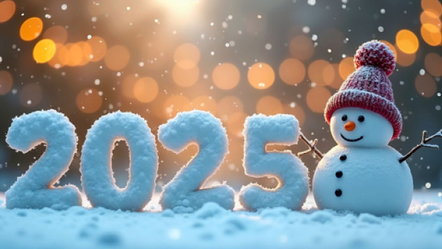 Pupazzo di neve che augura un buon 2025 &copy; Pixabay