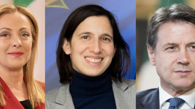 Giorgia Meloni, Elly Schlein e Giuseppe Conte i (&copy; Wikimedia commons)
