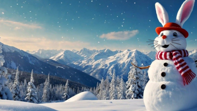 Pupazzo di neve a forma di coniglio &copy; Pixabay