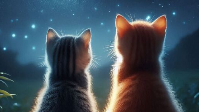 Gattini intenti a osservare le stelle - &copy; Pixabay