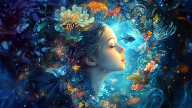 Pesci, Oroscopo Immagine creata con &copy; IA Midjourney.