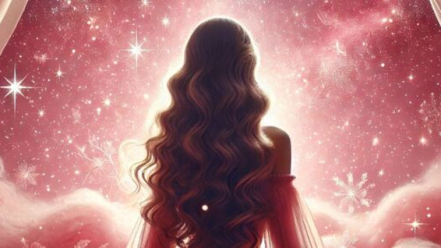 Donna su uno sfondo di stelle - foto generata con &copy; IA.