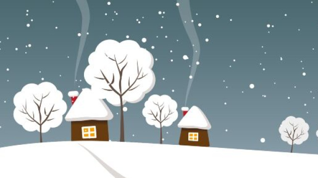 Immagine con casette e alberi coperti dalla neve che cade &copy; Pixabay.