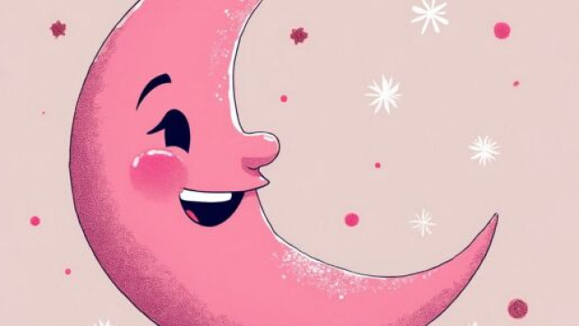 Luna rosa con faccia sorridente &copy; Grox AI X