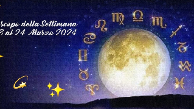 L'oroscopo della settimana dal 18 al 24 marzo 2024 - &copy; In foto la luna e i segni zodiacali attorno.