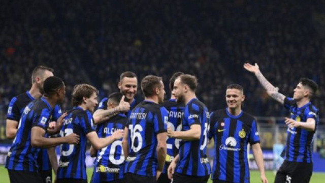 Nella foto l'esultanza dell'Inter contro l'Atalanta.