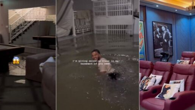 Sous le choc, Laurent et Jazz Correia, filme leur luxueuse maison de Duba&iuml; qui prend l'eau. (Instagram @noiambillionaire)