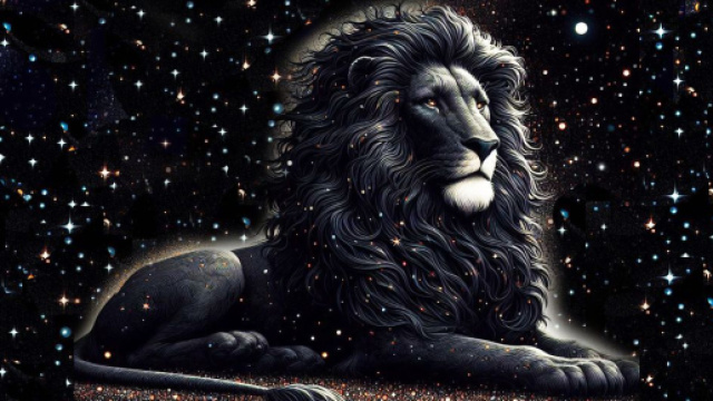 Leone tra le stelle &copy; Foto generata con Bing IA