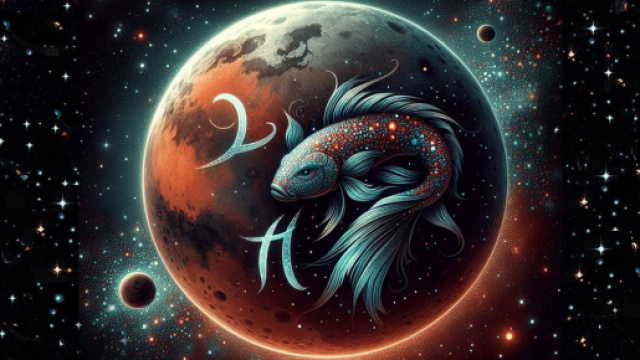 Marte in Pesci &copy; Foto generata con Bing IA.