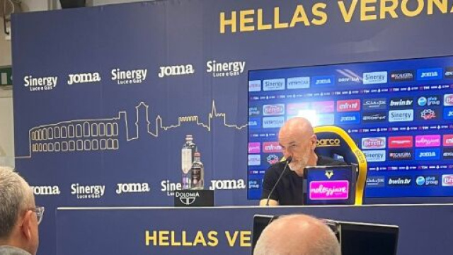 Pioli dalla sala stampa dello stadio Bentegodi di Verona - foto di Mario Forzan
