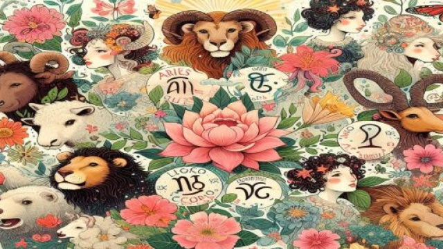 Tema primavera con segni zodiacali generato con &copy; AI Copilot.