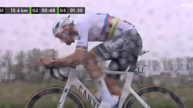 Mathieu Van der Poel alla E3 di Harelbeke - Screenshot &copy; Eurosport.