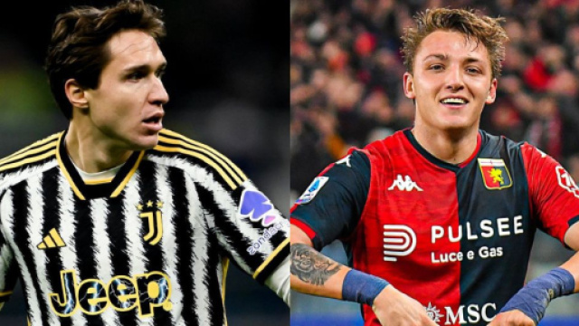 Federico Chiesa, attaccante della Juventus (Foto &copy; Juventus FC). Mateo Retegui, attaccante del Genoa (Foto &copy; Genoa CFC).