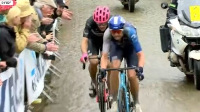Alberto Bettiol al Giro delle Fiandre - Screenshot &copy; Eurosport