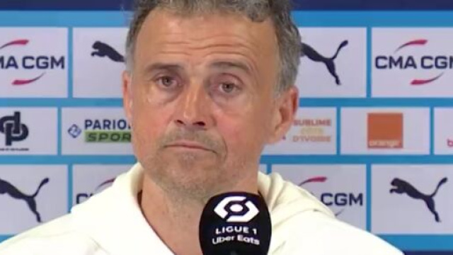 Luis Enrique satisfait de la victoire du PSG face &agrave; l'OM. (screenshot twitter @rmc)