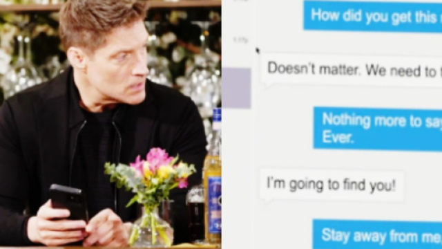 Deacon legge i messaggi di Sheila in una scena di Beautiful, screenshot &copy; CBS