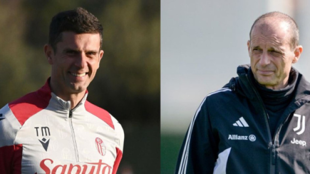 Thiago Motta, allenatore del Bologna. Foto &copy; Bologna FC. Massimiliano Allegri, allenatore della Juventus. Foto &copy; Juventus FC.
