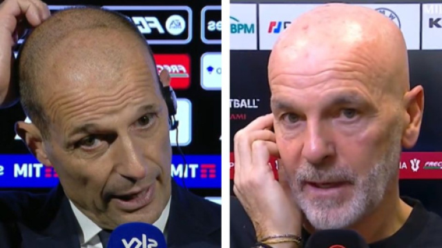 Massimiliano Allegri, allenatore della Juventus. Stefano Pioli, allenatore del Milan. Screeshot &copy; Sky Sport
