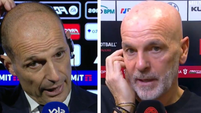 Massimiliano Allegri, allenatore della Juventus. Stefano Pioli, allenatore del Milan. Screenshot &copy; Sky Sport