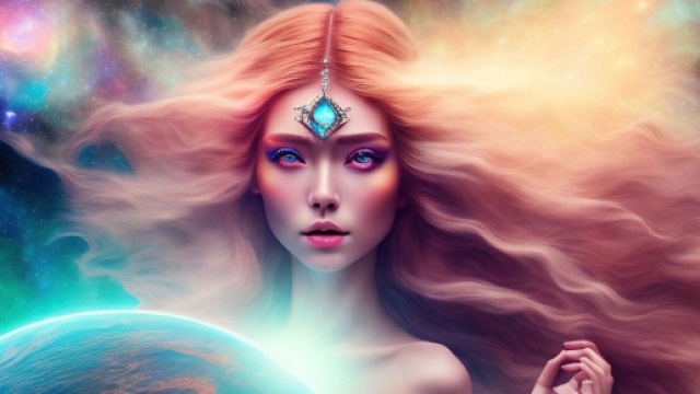 Donna con capelli lunghi e ciondolo sulla fronte &copy; Immagine Pixabay